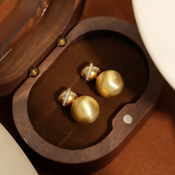 Brushed Gold Ball Studs