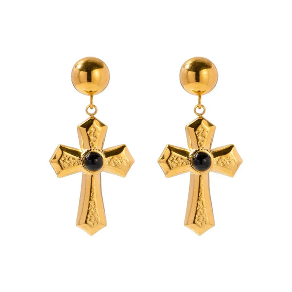 Gold Cross Earring