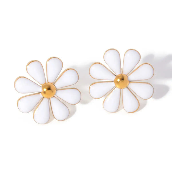 White Daisy Studs